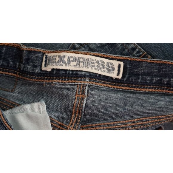 Express Jeans Stretch Low Slung Flare Womens Size 3 / 4 R Blue Denim - Picture 8 of 9